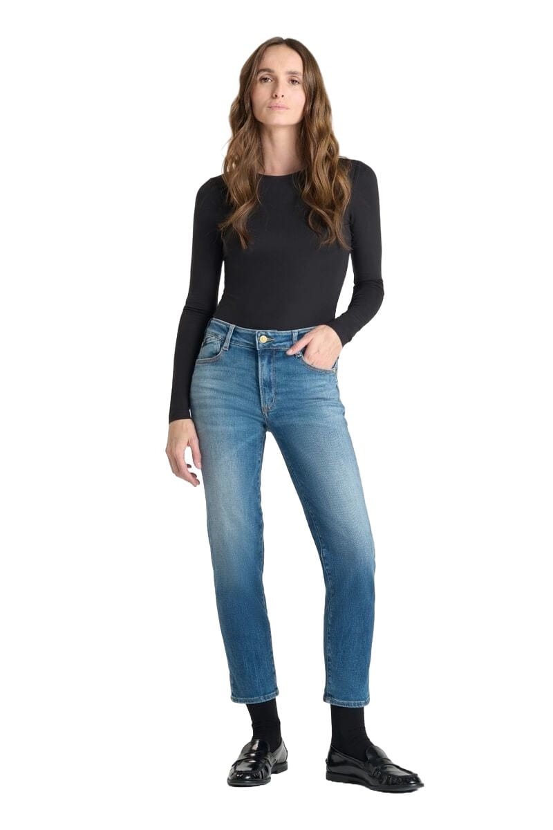 Croped Damen Jeans in blau High Waits mit geradem Bein von Le Temps des Cerises