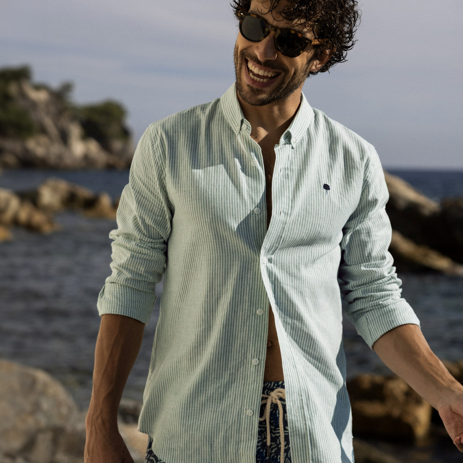 Faguo Ivoy Green Woven Herren Hemd 
