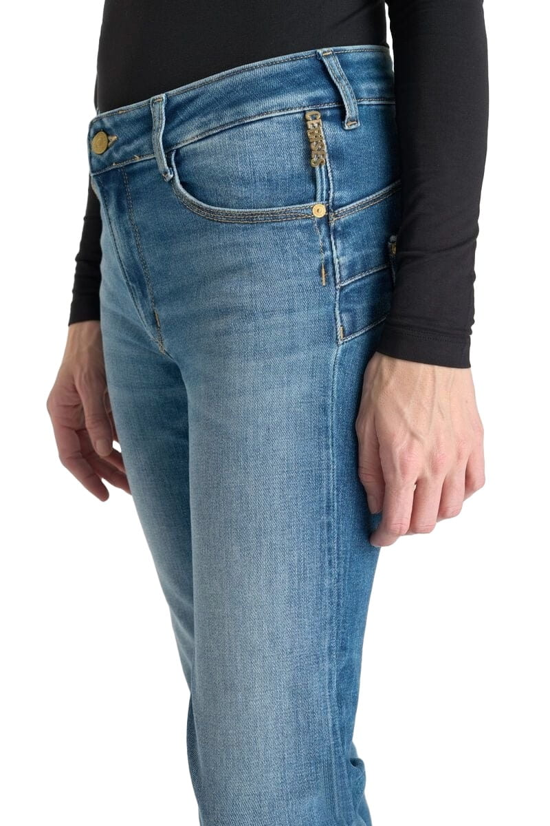 Croped Damen Jeans in blau High Waits mit geradem Bein von Le Temps des Cerises
