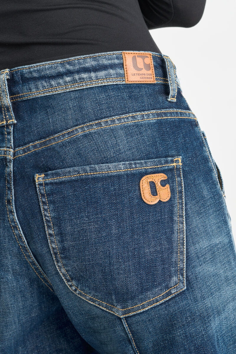 Blaue Damen Jeans mit weitem Bein und breitem Umschlag von Le Temps des Cerises