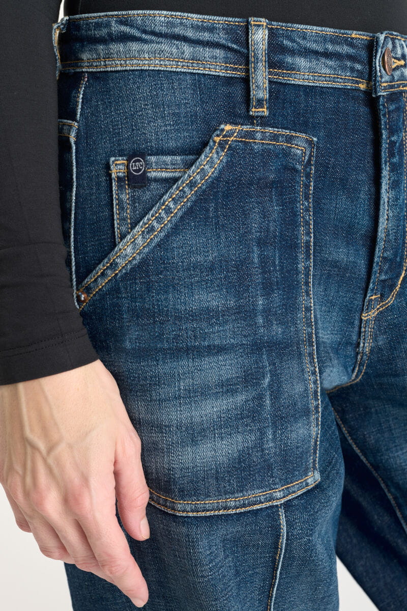 Blaue Damen Jeans mit weitem Bein und breitem Umschlag von Le Temps des Cerises