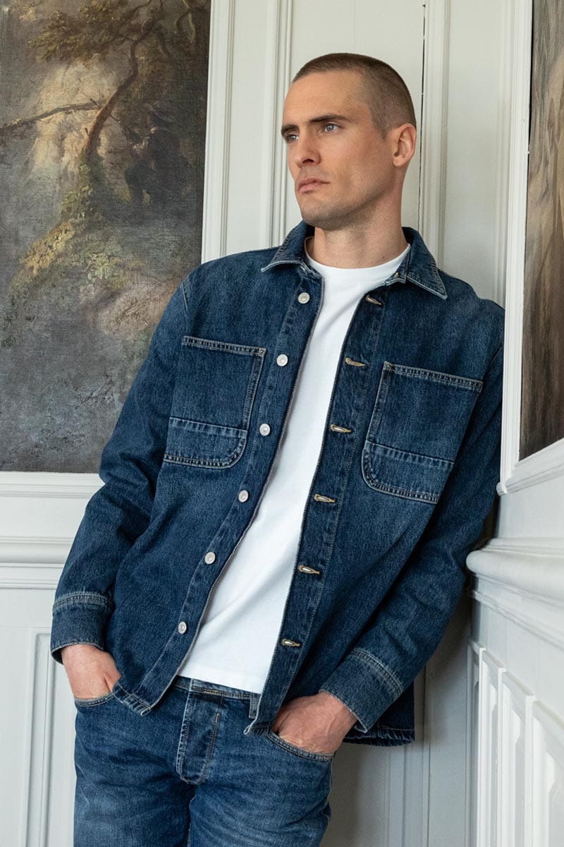 Herren Jeanshemd-Jacke in blau von Le Temps des Cerises