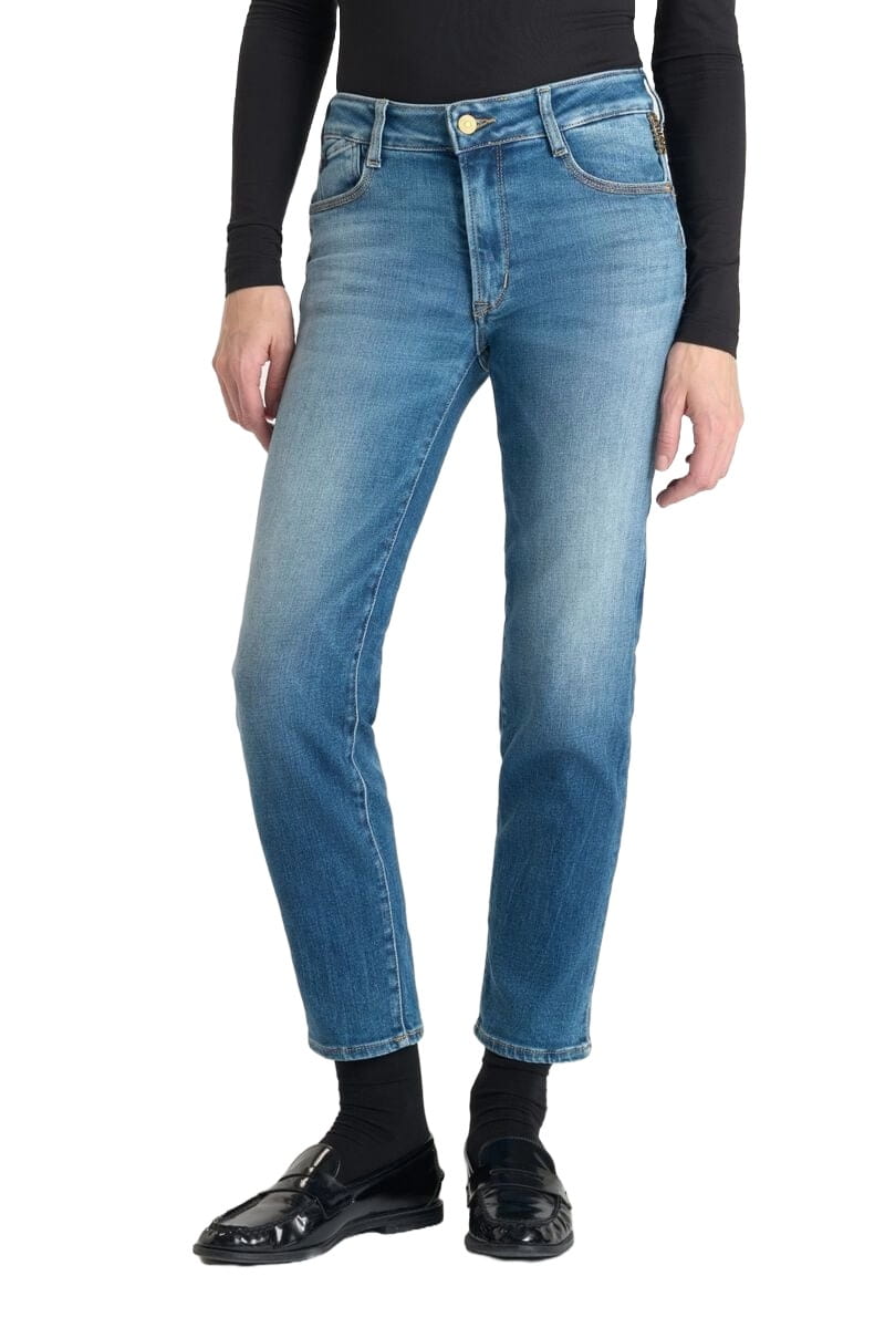 Croped Damen Jeans in blau High Waits mit geradem Bein von Le Temps des Cerises