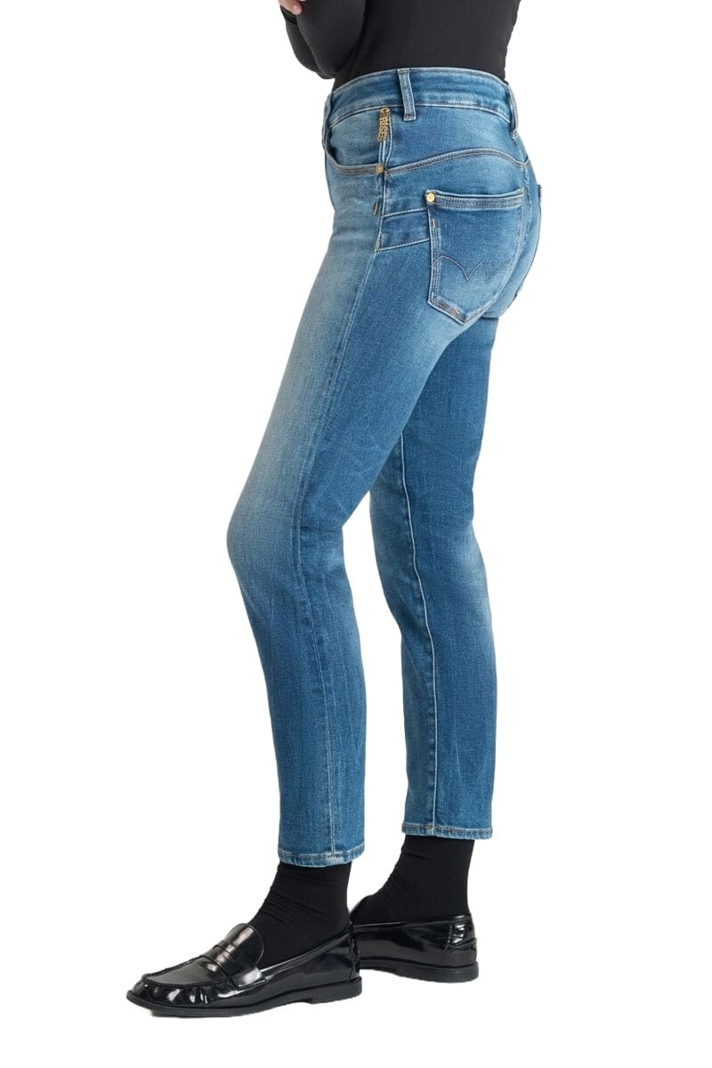 Croped Damen Jeans in blau High Waits mit geradem Bein von Le Temps des Cerises