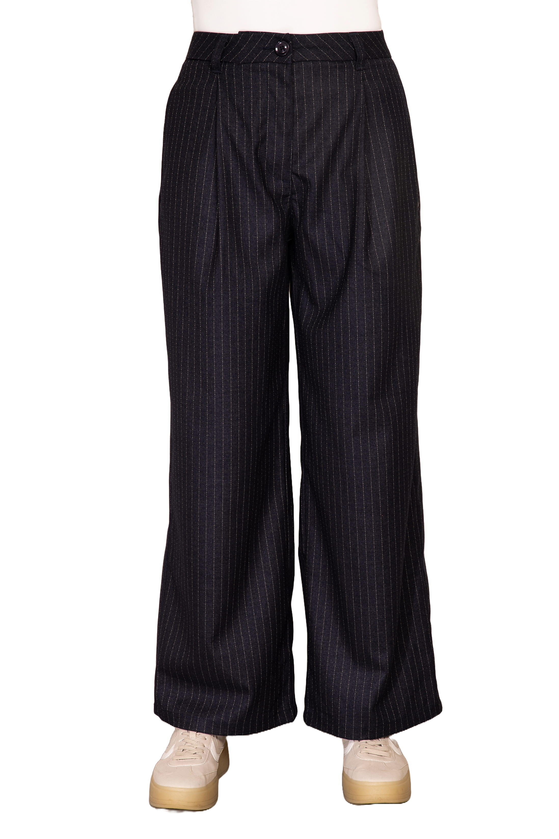 Marlene Damen Hose mit weitem Bein und Nadelstreifen in grau von Zhrill