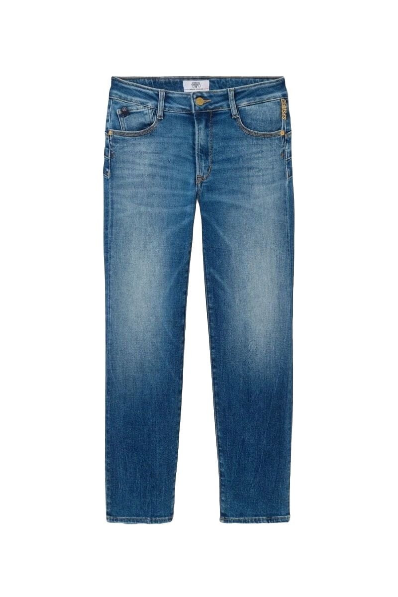 Croped Damen Jeans in blau High Waits mit geradem Bein von Le Temps des Cerises